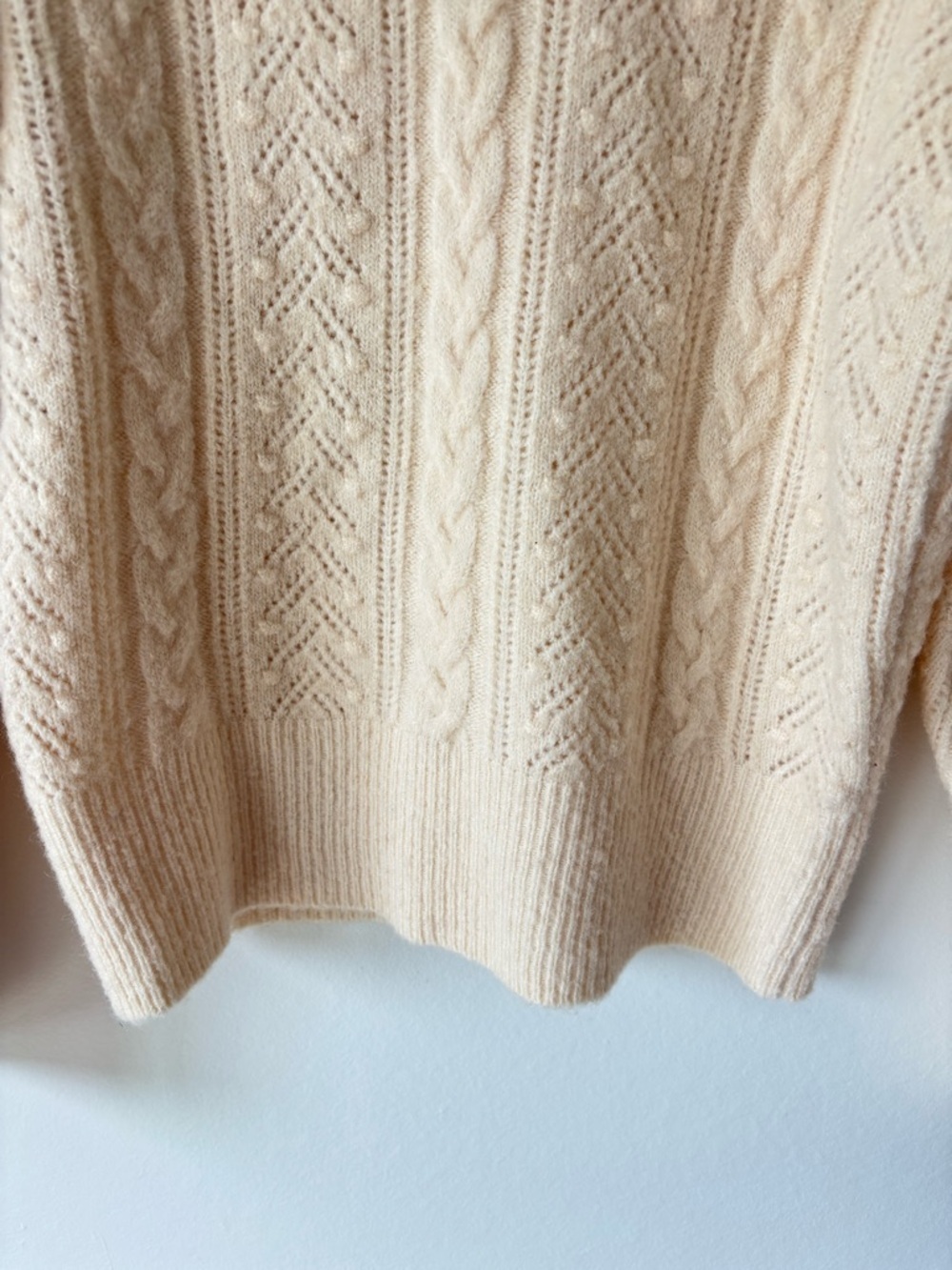 J. Crew Cream Cable Knit Chunky Crewneck Sweater Wool Alpaca Blend Fisherman - Picture 4 of 6